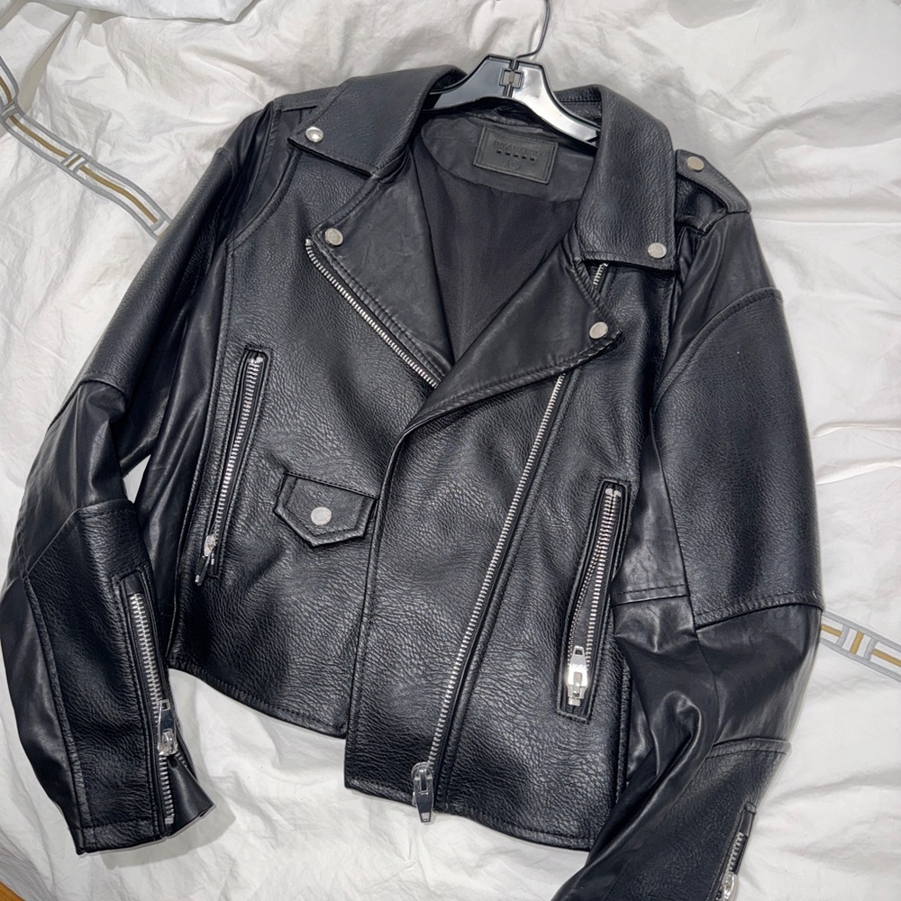 Black faux Leather Biker Jacket